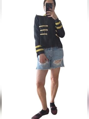 Black & Gold Military-Style Women’s Jacket